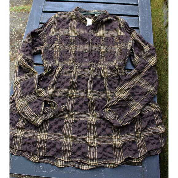 Timberland - Heavyweight Smock Front Tunic in Brown Plaid, size Large - Picture 6 of 13